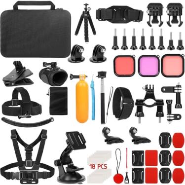 Imagem de Kit de acessórios para câmera de ação, conjunto de montagem de câmera de ação 60 em 1 compatível com Gopro Hero 13 12 11 10 9 8 7 6 5/Session 5/Hero 4/3+/3/2/1, Akaso, Insta360, DJI Osmo Recording