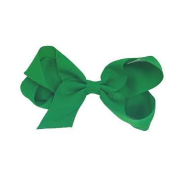Imagem de Laço Infantil de Cabelo Menina Tamanho G Lacinho em Gorgorão com Presilha Bico de Pato (Verde)