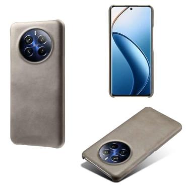 Imagem de Capa para OPPO Realme 12 Pro + 5G,Proteção contra quedas,Casca de volta de cor sólida simples,Design de couro de imitação de plástico-Gray