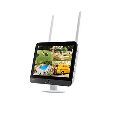 Imagem de YEEWISE 16 canais Wi-Fi 6 NVR com monitor HD integrado de 12 polegadas, Wi-Fi duplo, capacidade para 4K, vários modos de gravação e várias opções de armazenamento, alto-falante embutido