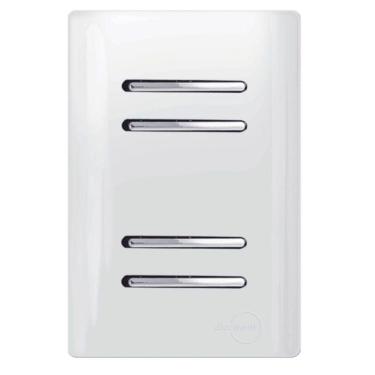 Imagem de 4 Interruptores Simples Cromado Com Placa 4x2 Branco - Dc-1200172 - Novara