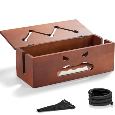 Imagem de HouseJoy Caixa Organizadora De Cabos Housejoy, Extra Grande Com Mangas E Abraçadeiras, Suporte Madeira Para Esconder Mesa, Filtro Linha Casa, Escritório, Decoração