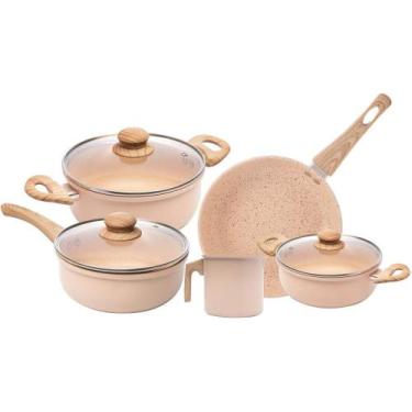 Imagem de Conjunto 5 Panelas de Indução Granito Chef Bege Lyor