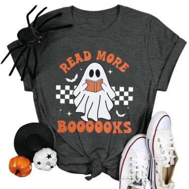 Imagem de Camiseta AIIWEIS Halloween Groovy Leia mais livros Ghost Women