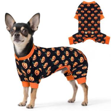 Imagem de Pijama para cães KYEESE Halloween Pumpkin para cães pequenos
