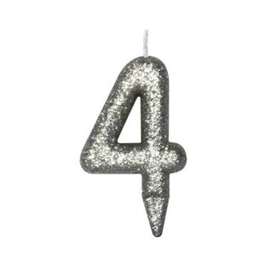 Imagem de Vela De Aniversário Número Magic Glitter Prata - PartiuFesta