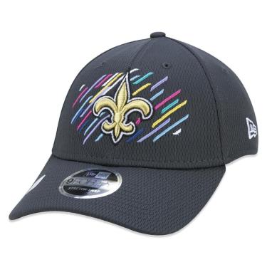 Imagem de BONE 9FORTY STRETCH SNAP NEW ORLEANS SAINTS CRUCIAL CATCH ABA CURVA PRETO CHUMBO NEW ERA-Masculino