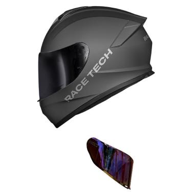 Imagem de Capacete Race Tech Hit Monocolor Cinza Fosco Mais Viseira Camaleão Vermelha-Masculino