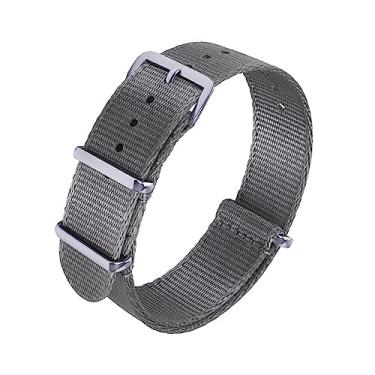 Imagem de JWNSPA Pulseira de relógio de substituição de nylon balístico – 20 mm 22 mm Uma peça pulseira de relógio com fivela polida para homens e mulheres (22 mm, cinza)