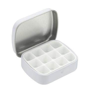 Imagem de PATIKIL Mini caixa de lata de tinta de 12 poços, mini caixa de paleta de estanho de aquarela vazia para viagem, armazenamento portátil de tinta de metal para tinta a óleo acrílica guache, branca