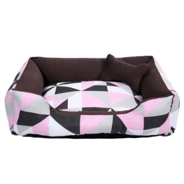 Imagem de Cama para Pet em Formato de Ninho - Conforto Seguro, Fundo Impermeável e Design Aconchegante para Cachorros e Gatos (Triangulo Rosa/Marrom)