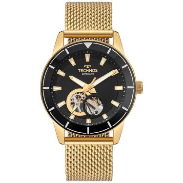 Imagem de Relógio Technos Masculino Ref: G3266zhaa/1p Automático Mesh Dourado