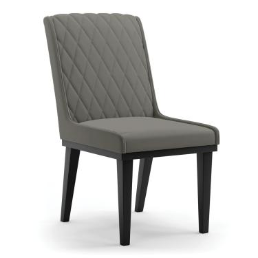 Imagem de Cadeira Sala de Jantar Base Madeira Preto Sofia Suede Grafite D03 - D'Rossi