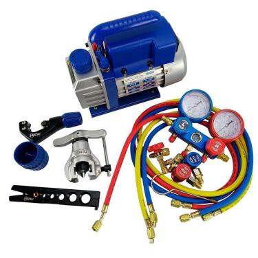 Imagem de Kit Refrigeração Bomba Vácuo 3cfm Manifold R410 Flangeador
