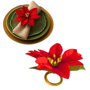 Imagem de 6 Porta Guardanapo Flor Bico De Papagaio Natal Vermelho