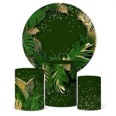 Imagem de Painel De Festa E Capa Cilindro Decoração Sublimado Folhage