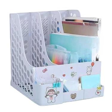 Imagem de Porta Livros e Organizador - Acabe com a Bagunça em Estantes e Mesas, Suporte para Separar Livros, Cadernos e Documentos com Estilo(3,(ORGRQ2023) BRANCO)