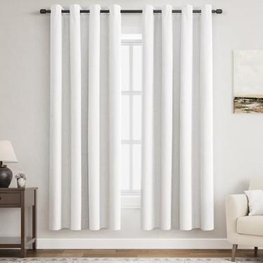 Imagem de Cortinas blackout de linho 100% blackout para quarto, isolamento térmico, cortinas blecaute completas de 182 cm de comprimento, conjunto de 2 painéis, bloqueio de luz total, cortinas escurecidas para