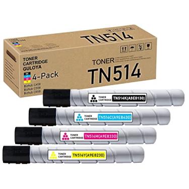 Imagem de TN514 TN-514 Conjunto de cartuchos de toner (pacote com 4, 1BK/1C/1M/1Y) - Lovn TN514K TN514C TN514M TN514Y cartucho de toner (A8DA130 A8DA430 A8DA330 A8DA230) Substituição para Konica Minolta C458