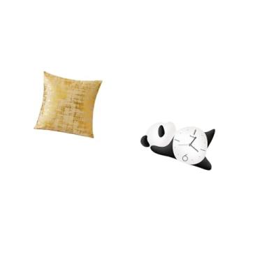 Imagem de Fenteer Capa de Almofada Elegante Panda, Moderna, Fofa, Decoração para Sala de Estar, Escritório, Dormitório, Carro, Resistente, Quadrado, Sofá, Decoração