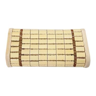Imagem de AFXGUSD Almofada de encosto de cabeça de bambu, apoio retangular para pescoço, sauna, almofada para coluna cervical doméstica, apoio para costas e pescoço, Estrutura de Madeira Maciça