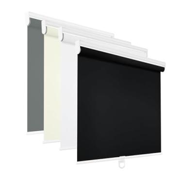 Imagem de Changshade Persianas blackout para janelas internas, persianas de rolo sem fio, persianas de enrolar com isolamento térmico, tecido de proteção UV para quarto, escritório, porta francesa, preta, 66 cm