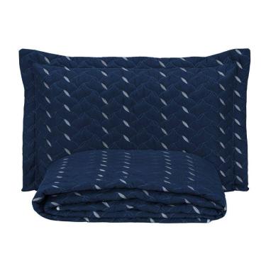 Imagem de Cobre Leito Bordado 400 Fios Heitor Solteiro 100% Poliéster - Azul Marinho