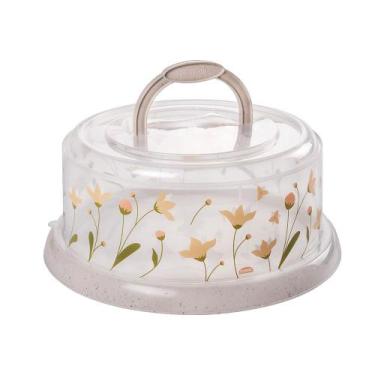 Imagem de Boleira Plasutil Com Tampa Fechamento Rosca e Alça Para Transporte Dec