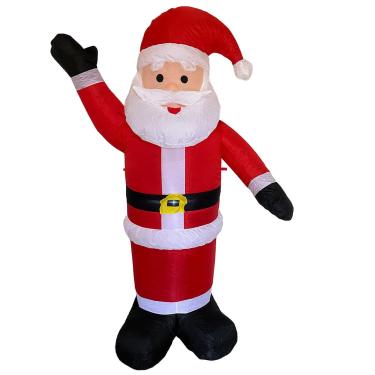 Imagem de Papai Noel Inflável 1,80 m com 2 LEDs Internos – Decoração Natalina para Jardim, Varanda e Ambientes Externos, Enfeite Luminoso Casa e Comercio