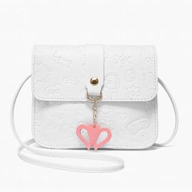Imagem de Bolsa tiracolo pequena quadrada em relevo bolsa de ombro feminina linda bolsa de telefone bolsa portátil doce, Branco, Bolsas de mão
