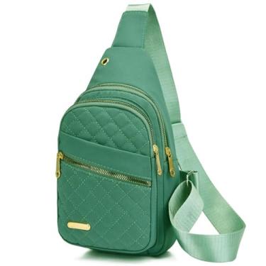 Imagem de Mochila tiracolo pequena para mulheres, bolsa de peito, bolsa tiracolo masculina, viagem, esporte, corrida, caminhada, pochete, Verde, Small to Medium