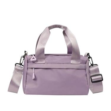 Imagem de Mini bolsa de ginástica mensageiro de nylon multiuso fitness ombro elegante viagem com alça ajustável, Roxa, Medium, Roxo