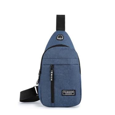 Imagem de Bolsa transversal, mochila de ombro com zíper multiuso casual leve mochila atlética para academia para viagens, Azul, Medium, Azul