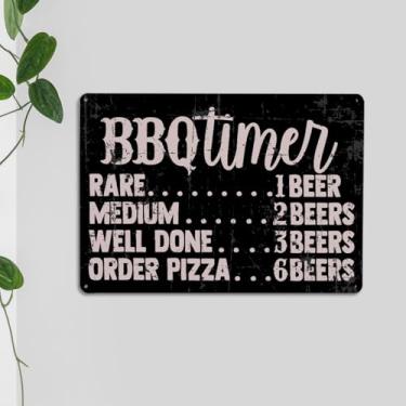 Imagem de Cronômetro de churrasco engraçado placa de metal em lata vintage homem decoração caverna citação churrasco placas de parede para casa cozinha restaurante acampamento dia dos pais presentes de