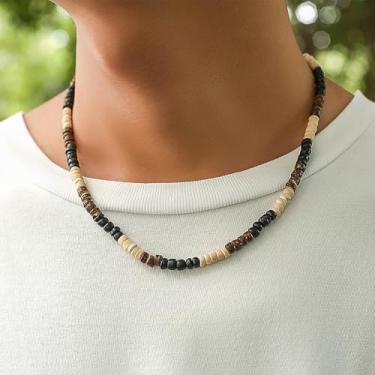 Imagem de Colar Puka masculino com contas de surfista, itens essenciais de verão, praia, acessório de férias