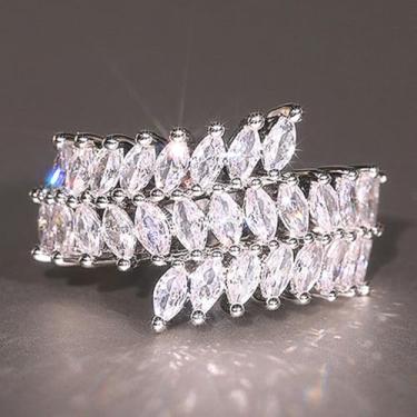 Imagem de Anéis de noivado de zircônia cúbica com olho de cavalo banhado a prata, alianças de compromisso, festas noturnas, presentes de dia dos namorados, alianças de eternidade para mulheres, 8, Cobre, Sem