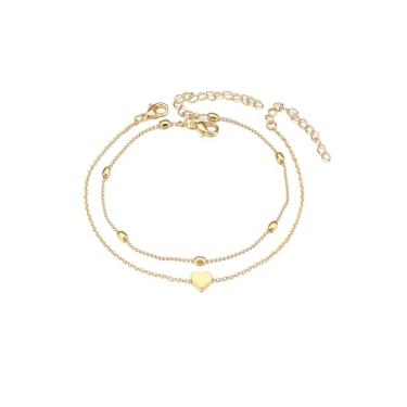 Imagem de 1 tornozeleira feminina prata dourada à prova d'água tornozeleira olho turco para mulheres coração banhado a ouro tornozeleira plus size, One Size, Liga de aço, Sem Pedra Preciosa