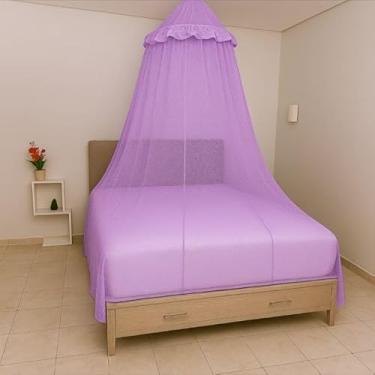Imagem de Mosquiteiro Teto Rendado Resistente com Elástico Para Cama Casal Box Queen Solteiro 8m x 2,45m(Lilás,Casal Box)