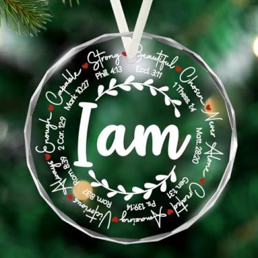 Imagem de Apanhador de sol de cristal para Windows – Apanhadores de sol com prismas I Am redondo enfeite de pendurar para Natal, casamento, jardim, decoração de casa, presente