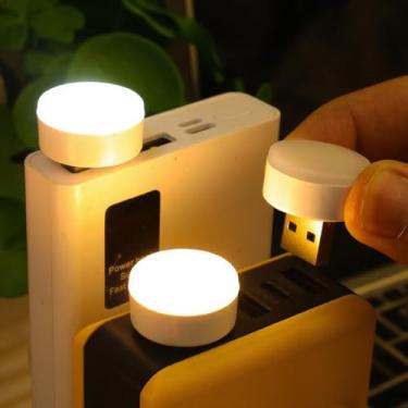 Imagem de 1 mini lâmpada USB de LED para quarto, banheiro, decoração de carro, lâmpada de atmosfera branca quente