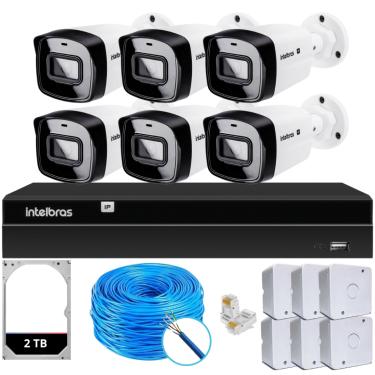 Imagem de Kit CFTV 6 câmeras IP Vipc Intelbras NVD 1408P HD 2TB