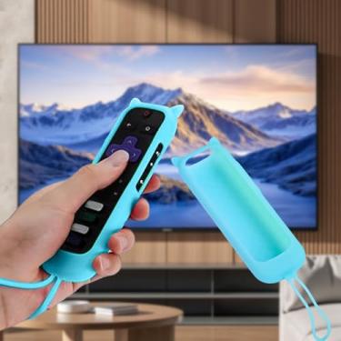 Imagem de Capa para controle remoto, capa de bateria de silicone que brilha no escuro para TV, streaming stick e controle remoto universal, capa protetora (azul)