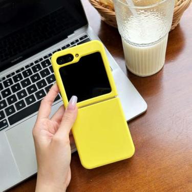 Imagem de Capa de silicone líquido fluorescente neon para Samsung Galaxy Z Flip 6 5, capa Z Flip6 ZFlip5, capa fosca à prova de choque, amarela, para Samsung Galaxy Z Flip 6