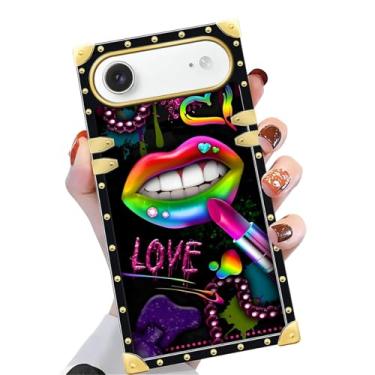 Imagem de Yuning419 Capa compatível com iPhone 17 Air, TPU macio de luxo e parte traseira rígida de policarbonato para meninas e mulheres, capa protetora à prova de choque para iPhone 17 Air, lábios de batom