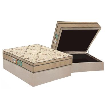 Imagem de Cama Box Baú Casal: Colchão Espuma Polar D45 Pérola + Base CRC Suede Clean(138x188)