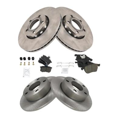 Imagem de TRQ Conjunto de pastilhas de freio e rotor de cerâmica Posi dianteiro e traseiro compatível apenas com Audi A4 Quattro 1999-2002