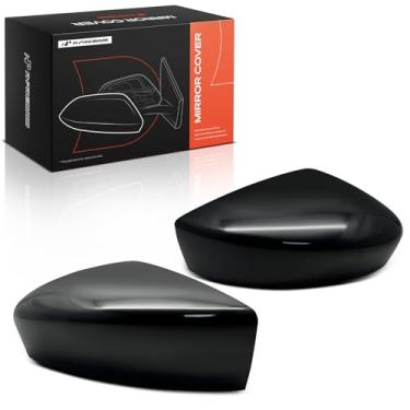 Imagem de A-Premium 2 peças de tampas de espelho retrovisor do lado do motorista e do passageiro - Compatível com Nissan Versa Versa Note 2015 2016 2017 2018 2019 - Preto liso, sem furo de seta