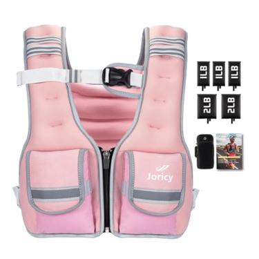 Imagem de Colete com peso ajustável feminino masculino de 2,3 a 5,4 kg com 5 pesos removíveis, coletes femininos com peso corporal com zíper, coletes para caminhada, corrida, treino de força, rosa