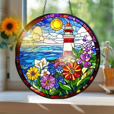 Imagem de Apanhador de sol de acrílico colorido, decoração de janela suspensa para farol de apanhadores de sol, arte de parede de arco-íris, para sala de estar, quarto, varanda, interior e exterior, jardim