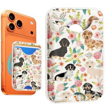 Imagem de Fjdcslwx Compatível com porta-cartão magnético Magsafe – Carteira de telefone Flower Dog para mulheres adolescentes e meninas fofas para iPhone 17/16/15/14/13/12 série fina para Apple Mag, ímã RFID